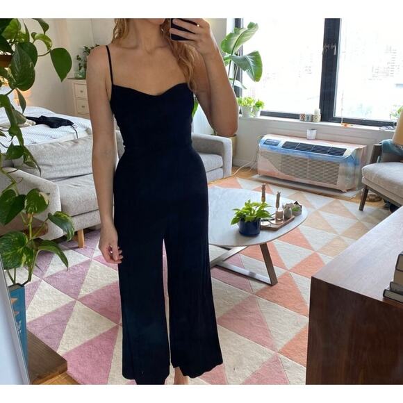 Reformation cropped ankle wide leg jumpsuit size 10 - Picture 2 of 7